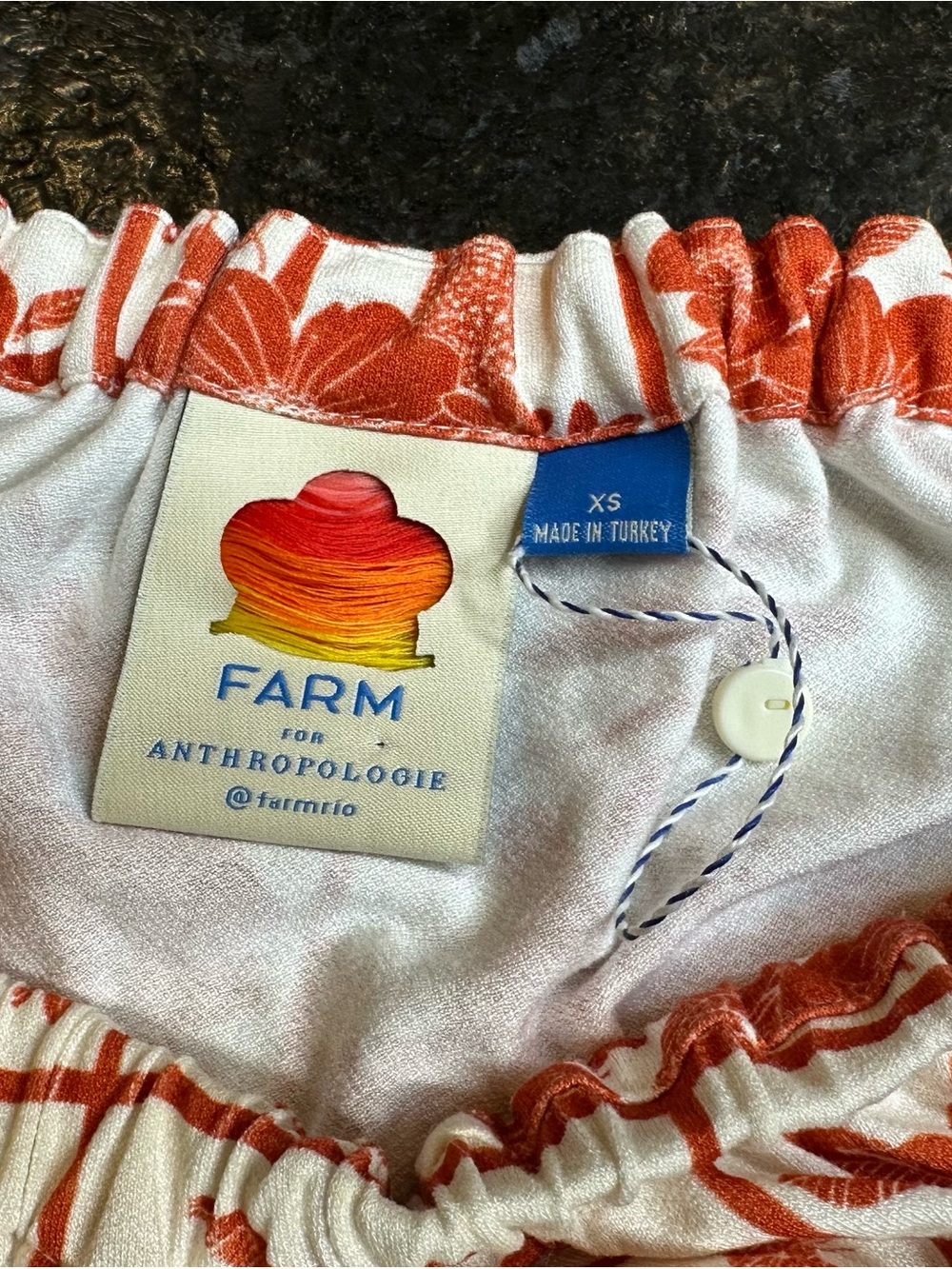 NWOT Farm Rio x Anthropologie Tropical Off Shoulder Romper XS Pocket Puff Sleeve - Picture 9 of 13